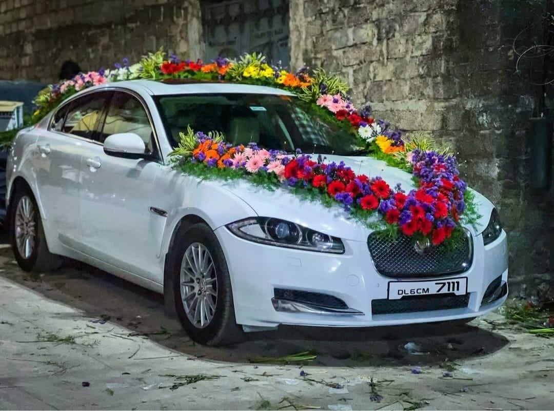 Decorated Jaguar wedding car in Hyderabad